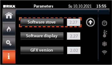 Software version in the touch display