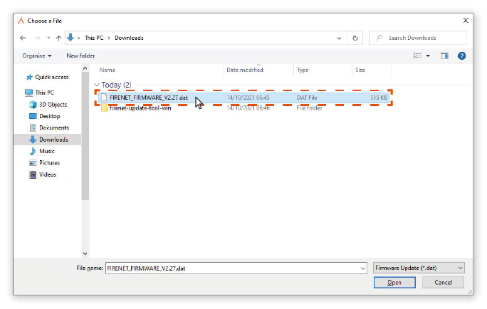 Click on the firmware file
